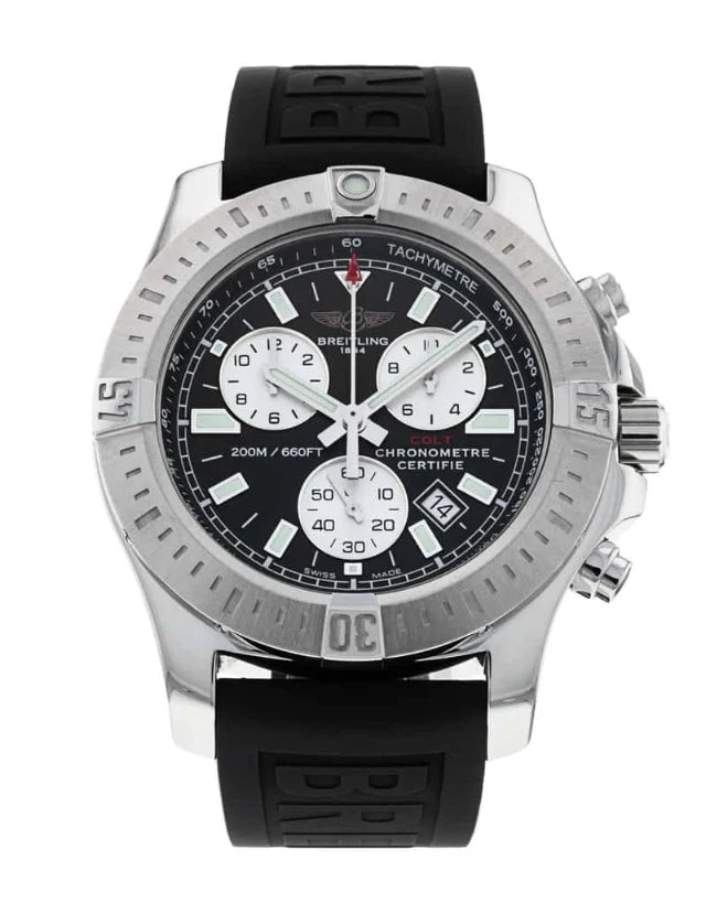 Breitling Colt Chronograph Quartz Black Dial Steel Men's Watch - Eleventh Hour Fine Wrist Watches